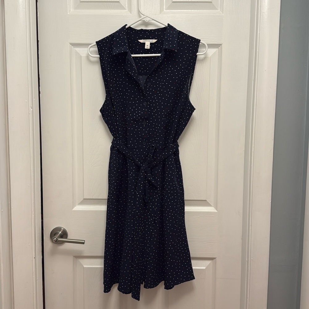 Popsugar Navy Polka Dot Shirt Dress